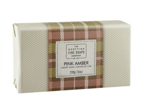 Scottish Fine Soaps Wrapped Soap Bar Pink Amber 220g